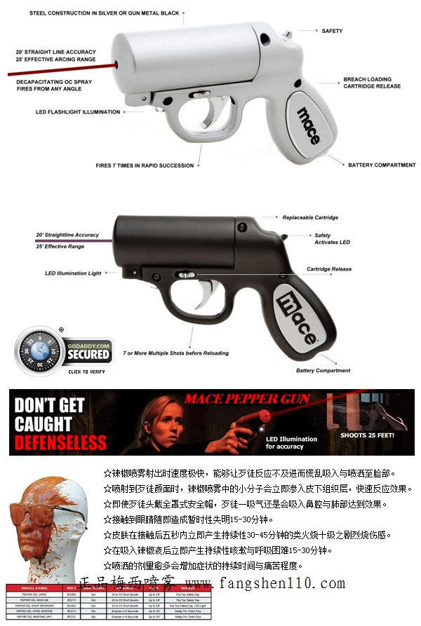 梅西喷雾枪Mace_Pepper_Gun-mace美国进口梅西辣椒枪