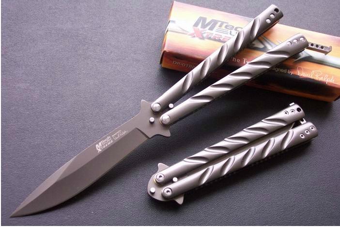 精品甩刀OEM版 MTech Twist 蝴蝶刀(镀枪钛) 蝴蝶甩刀